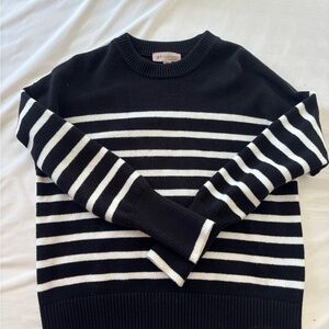Philosophy Black and White Striped Crew Neck Sweater